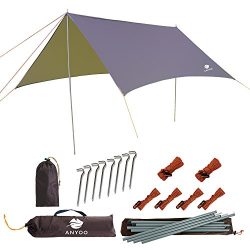 Anyoo Ripstop Rain Tarp Beach Tent Hammock Fly Sunshade 10×10 ft Lightweight Waterproof Shelter  ...
