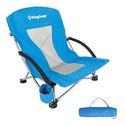 KingCamp Low Sling Beach Camping Folding Chair with Mesh Back (Blue)