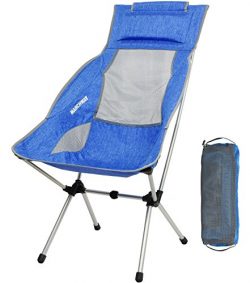 MARCHWAY Lightweight Folding High Back Camping Chair with Headrest, Portable Compact for Outdoor ...