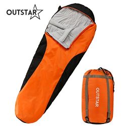 OUTSTAR Lightweight Waterproof Mummy Sleeping Bag With Compression Sack for Kids or Adults Outdo ...