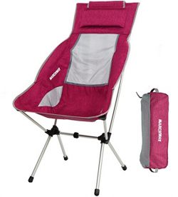 MARCHWAY Lightweight Folding High Back Camping Chair with Headrest, Portable Compact for Outdoor ...