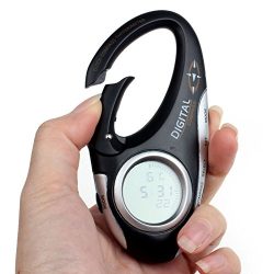 LtrottedJ Clip On Travel Digital Compass Carabiner with Thermometer And Clock