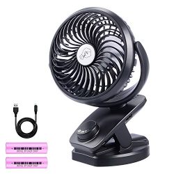 Yostyle Rechargeable Battery Operated Clip On USB Fan, Mini Stoller Fan, 4400mAh Battery/USB Pow ...