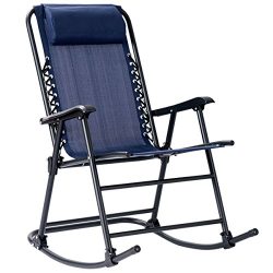 Goplus Folding Rocking Chair w/Headrest Outdoor Portable Zero Gravity Chair for Camping Fishing  ...