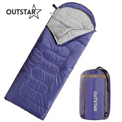 OUTSTAR Lightweight Waterproof Envelope Sleeping Bag With Compression Sack for Kids,Boys, Girls, ...