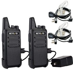 Retevis RT22 Two Way Radio UHF 400-480MHz 16CH VOX Walkie Talkies(2 Pack) and Covert Air Acousti ...