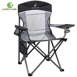 ALPHA CAMP Oversized Camping Chair Folding Portable Mesh Chair with Side Pocket and Cup Holder S ...