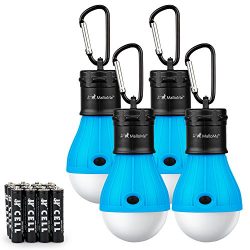 MalloMe Camping Tent Lantern Bulb Lights – 4 Pack Blue – Portable Camp LED Lamp For  ...