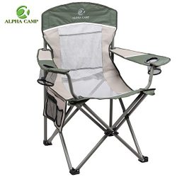 ALPHA CAMP Oversized Camping Chair Folding Portable Mesh Chair with Side Pocket and Cup Holder S ...