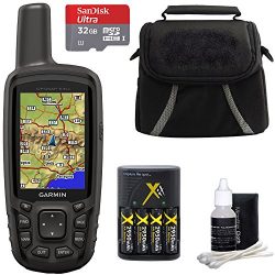 Garmin GPSMAP 64sc Handheld GPS – 1 Year BirdsEye 010-01199-30 w/ 32GB Micro SD Bundle