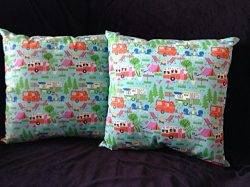 Stuffed Cotton Pillow – (1) 16″ Camper, RV, Camping, Tents, Flamingos Sofa Pillow, C ...