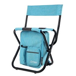 sornean Large Detachable Multi-Function Backpack Folding Chair with Cooler Bag for Fishing, Beac ...