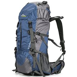 Loowoko Hiking Backpack 50L Travel Daypack Waterproof with Rain Cover for Climbing Camping Mount ...