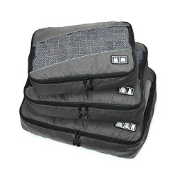 Belsmi 3 Set Durable Packing Cubes Set – Waterproof Compression Mesh Travel Luggage Packin ...