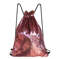Alritz Mermaid Sequin Drawstring Bag, Reversible Sequin Backpack Glittering Outdoor Shoulder Bag ...
