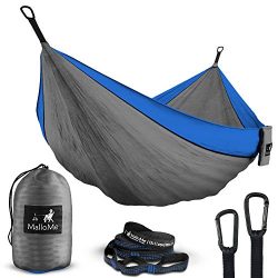 Double Portable Camping Hammock & Straps – Parachute Hammock Tree Straps Set with Max 1000 l ...