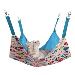 Cat Hammocks Bed Use with Cage or Chair, Reversible 2 Sides Small Pet Hammock for Kitten, Ferret ...