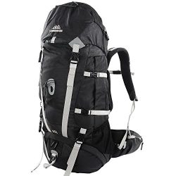 65l Backpack – Multi-day Pack for Hiking, Backpacking with Rain Cover – Black/Gray