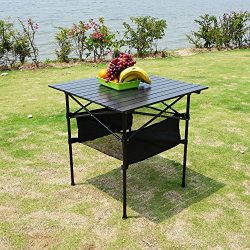 RORAIMA Easy Setup Portable Compact Aluminum Camping Folding Table With 120Lbs Capacity Great fo ...