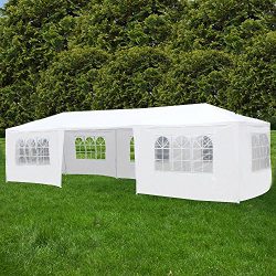 Uenjoy 10’x30′ Canopy Party Wedding Tent Event Tent Outdoor Gazebo White 7 Sidewalls