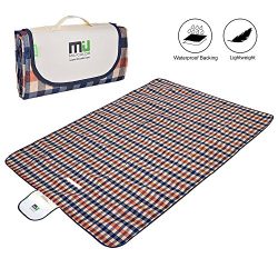 MIU COLOR Large Waterproof Outdoor Picnic Blanket, Sandproof and Waterproof Picnic Blanket Tote  ...