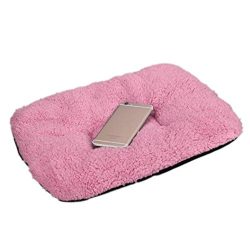 Malloom Dog Thick Fleece Cushion Pad Cat Kennel Sleeping Comfort Mat Dog Crate Bedding (Pink)