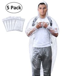 Aiduy Rain Poncho, Emergency Disposable Rain Ponchos with Drawstring Hood and Elastic Sleeve for ...