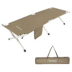 KingCamp Camping Cot Military Style AIRCRAFT GRADE Oversize Folding Bed Anodized Aluminum Frame  ...