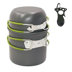 Startostar Camping Cookware Mess Kit, Outdoor Backpacking Hiking Cooking Equipment includes Pots ...