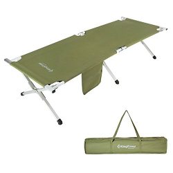 KingCamp Deluxe Aluminum, Folding Lightweight Camping Bed with Carry Bag, Army Green