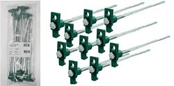 SE 9NRC10 Set of 10 Galvanized Non-Rust Heavy Duty Metal Tent Pegs Stakes with Green Stopper