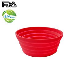 Ecoart Silicone Expandable Collapsible Bowl for Travel Camping Hiking, Red (1 Pack)