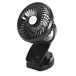 2018 Battery Operated Clip on Fan (4400 mAh Power), Mini Portable Rechargeable USB Fan for Table ...