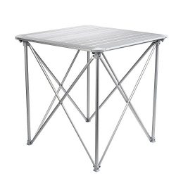 Campshine Roll Up Top Aluminum Alloy Portable Camping Picnic Table with Carrying Bag,4 People,Co ...