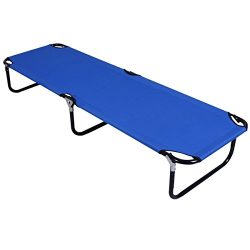 Giantex Blue Folding Camping Bed Hiking Outdoor Portable Army Military Folding Camping Bed