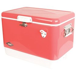 Coleman Vintage Steel-Belted Portable Cooler with Bottle Opener, 54 Quart, Rose Pink