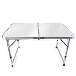 Yongtong Aluminum Folding Camping Table, with Carrying Handle, Portable and Height Adjustable Le ...