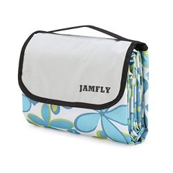 JAMFLY Picnic Outdoor Camping Beach Blanket Mat with Water-Resistant Backing 78″×57″