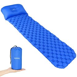 Stylelog Inflatable Sleeping Pad, Outdoor Ultralight Backpacking Sleeping Mat with Air Cells Des ...