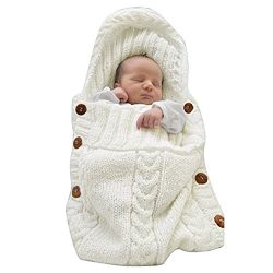 LANSHULAN  Newborn Baby Blanket Toddler Sleeping Bag Sleep Sack Stroller Wrap (White)