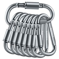 Gimars 8 Pack 3″ Improved Durable Screw Locking & Spring Gate D Shape Aluminum Carabin ...