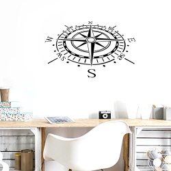 BIBITIME Compass Rose Wall Vinyl Decal Nautical Marine Sea Wall Sticker Home Art Mural for Nurse ...