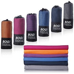 BOGI Microfiber Travel Sports Towel-(L:60”x30”+16”x16”)-Antibacterial Dr ...