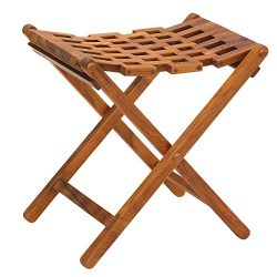 Bare Decor Mosaic Folding Stool in Solid Teak Wood