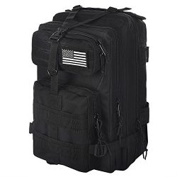 CVLIFE 30L Outdoor Tactical Backpack Military Rucksacks Molle for Camping with Velcro Patch Black