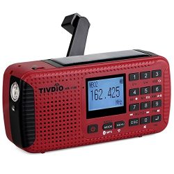 TIVDIO HR-11W NOAA Weather Alert Radio Alarm with Emergency Radio AM FM Solar Hand Crank Camping ...