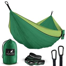 Double Portable Camping Hammock & Straps – Parachute Hammock Tree Straps Set with Max  ...