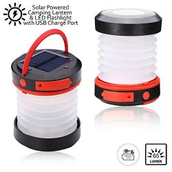 Indigi Water Resistant Emergency Camping Outdoor Indoor Solar Powered LED Lantern Flashlight wit ...