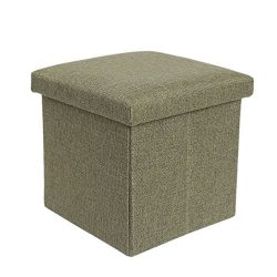 Geartist GOO1 Linen Folding Organizer Storage Ottoman Bench Footrest Stool Coffee Table Cube, Ca ...