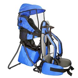 Clevr Cross Country Baby Backpack Carrier with Stand and Sun Visor Shade Child Kid toddler, Blue ...